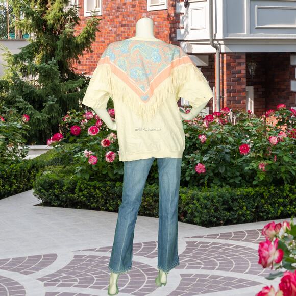 Vintage Fringed Western Southwestern Blouse XL - Picture 4 of 8